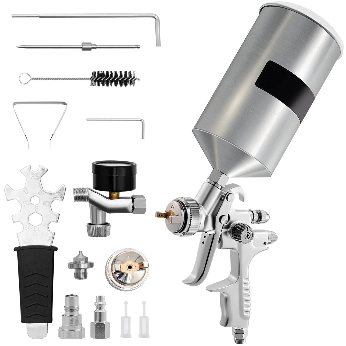Clear/Top Tip Auto Coat Gravity Spray Sets, Automotive Gun with Paint, 1000cc Cup Gun, Stainless Aluminum Performance Spray Fluid for & HVLP SKYSHALO 1.3/1.7mm Feed High Primer, Touch-Up