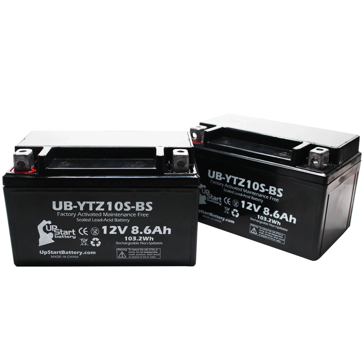 UB-YTZ10S-BS Battery Replacement 8.6Ah, 1000CC Activated, Free, 2005 YZF-R1 - Yamaha Battery 2-Pack Motorcycle UpStart 12V, Factory Maintenance