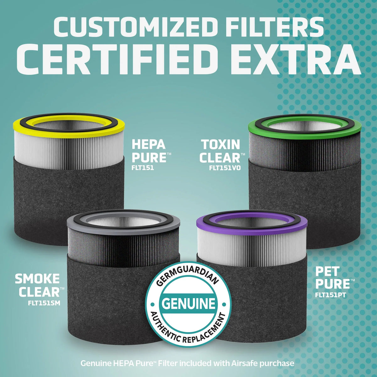 Toxin Guardian Filter for Genuine Replacement Clear Germ AC151 V and AirSafe Purifiers, Air HEPA Filter FLT151VO