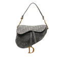 Embroidered Fabric Bag Gray Shoulder Pre-Owned Saddle Authenticated Canvas (Good) Unisex Dior Bag