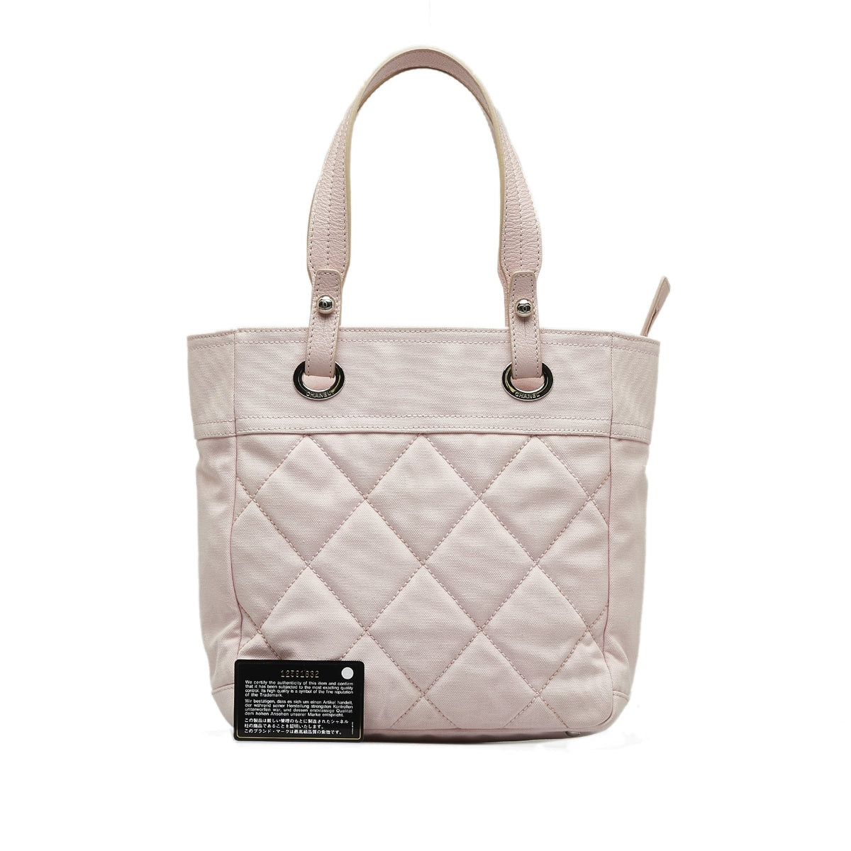 Authenticated Canvas Paris-Biarritz Pink Unisex (Good) Fabric Tote Tote Pre-Owned Small Bag