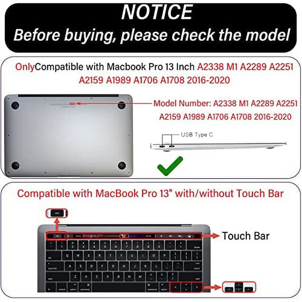 Leopard (A2338 Pack MacBook Shell（White pro 13 with 2017 M1 Print） ID 2 2018 Compatible GABraden Touch 2016 Case,2020 /A2159/A2251/A2289/A1989/A1706)with Protectors,Laptop and inch Hard 2019 Keyboard