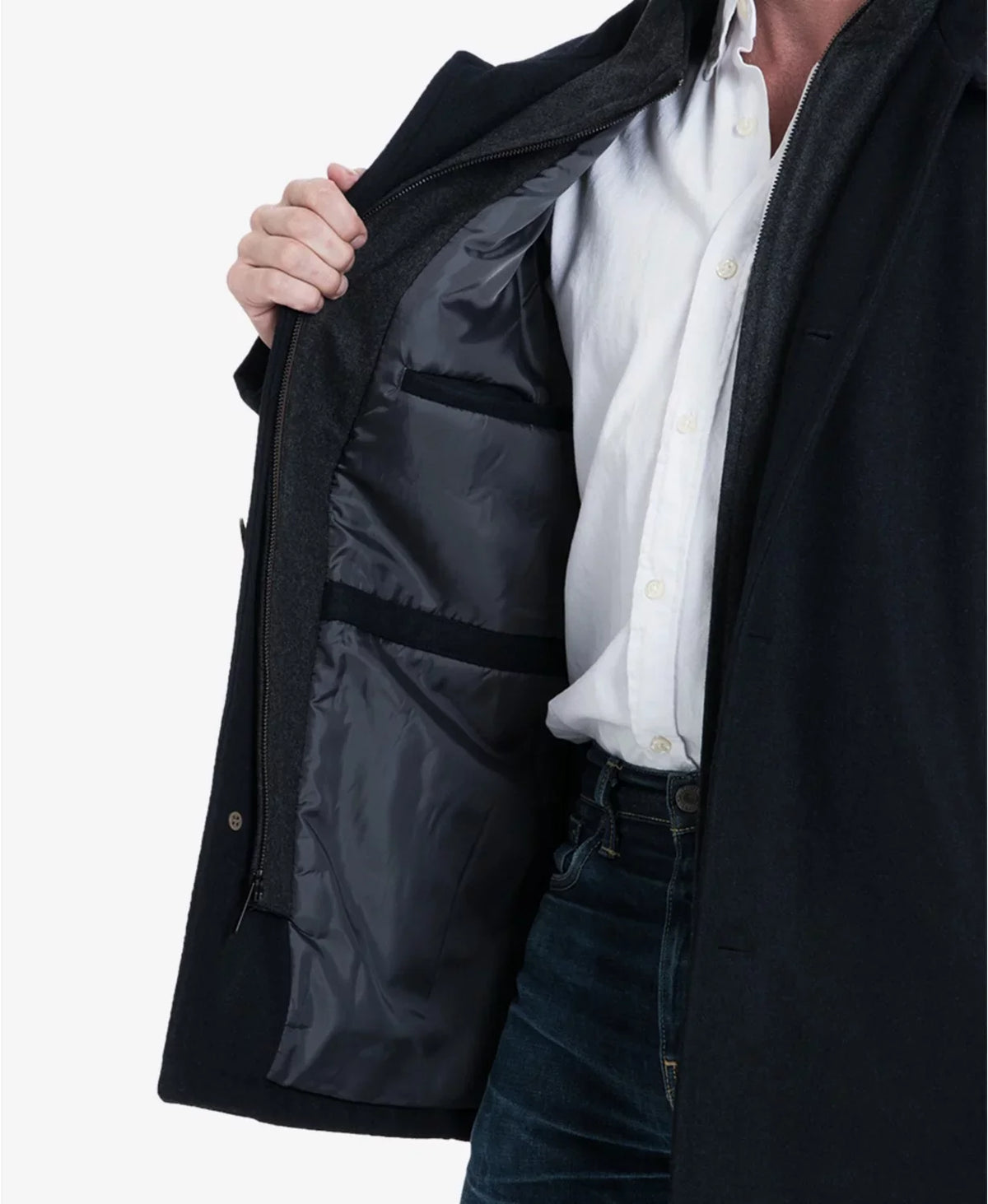 Button London Wool Coat, Fog Blend Front Men's XX-Large Car Charcoal,