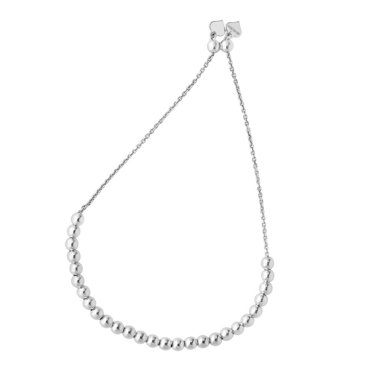 Round On Hanging & Shiny Finish Hearts Link Adjustable Ball Silver JewelStop 2 Oval 5.1gr. Rhodium Small Bracelet,