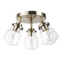 Globe Gerard with Clear Bulbs 59761 Lighting Canopy 3-Light Glass Electric Included, Light Brass Track Antique Shades,