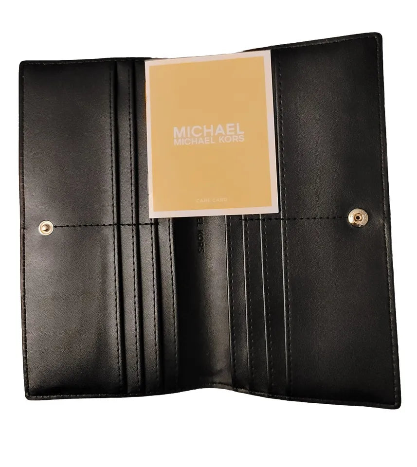 LARGE FLAP SET BLACK SNAP AND KORS WALLET MICHAEL JET REED WHITE BIFOLD
