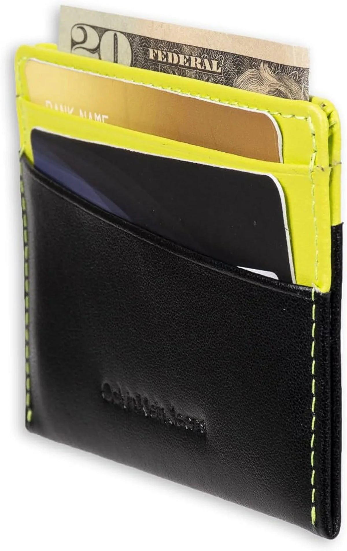 Card Case Open-Black/Yellow Men's Logo Klein Calvin Monogrammed