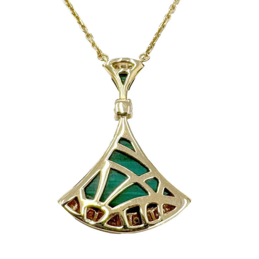 Pendant BVLGARI K18PG Dream Gold (Good) Diva Ladies Pink Bvlgari Necklace Pre-Owned 7.3g Malachite D0.28ct Diamond