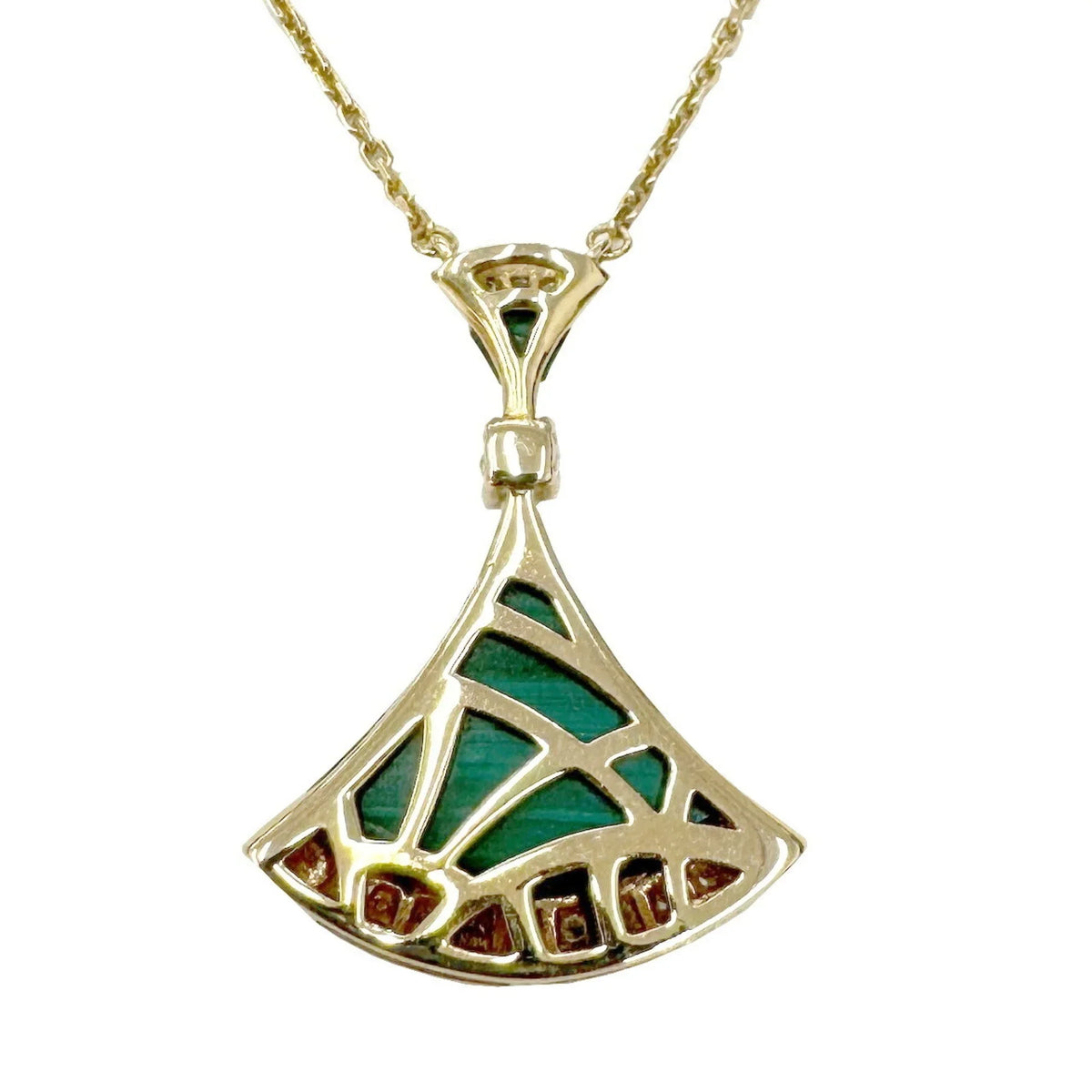 Pendant BVLGARI K18PG Dream Gold (Good) Diva Ladies Pink Bvlgari Necklace Pre-Owned 7.3g Malachite D0.28ct Diamond