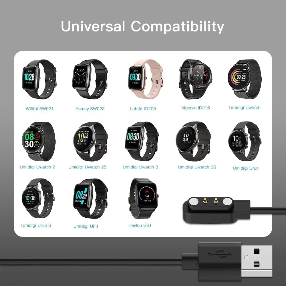 3.3FT SW021 Smart Watch Cable Charging ID205L [2-Pack] SW023 Charger Willful Magnetic for VeryFitPro USB YAMAY Letsfit
