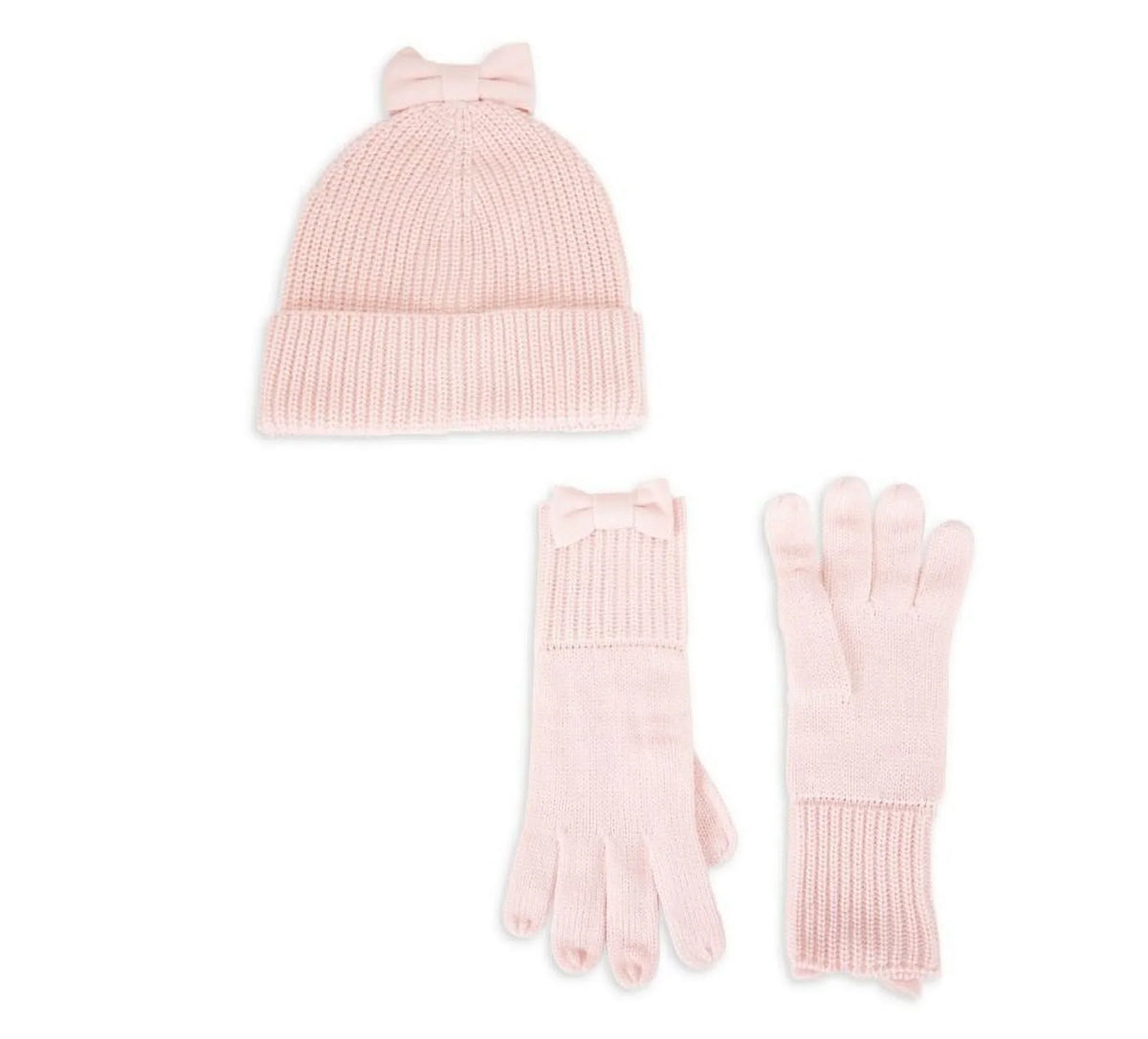 Gloves & Pink Accessories New Bow for Spade Kate Beanie York Set Rose Women