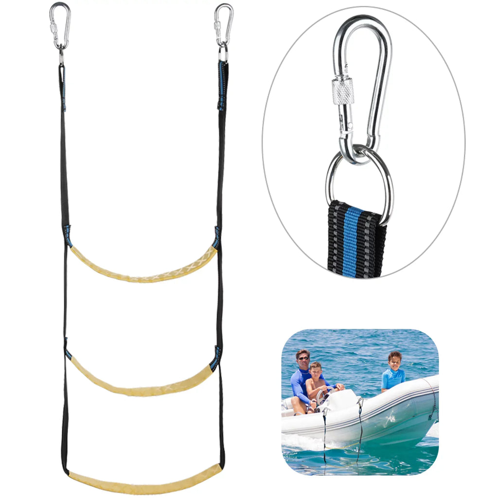 Canoeing, Climbing Folding Boarding Kayak, Motorboat Inflatable Rope Boat Ladder, Ladder, Boat, Rope Sailboat, for Marine Ladder Portable 3-Step