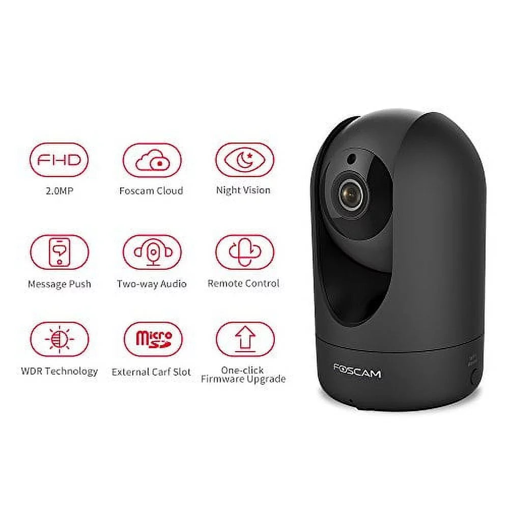 with with 2 Compatible AI Camera,Wireless Way Sound Camera Foscam R4S WiFi Night Audio Vision Baby Camera Home Alexa Human Security 33ft IP Detection Monitor Detection Black 4MP