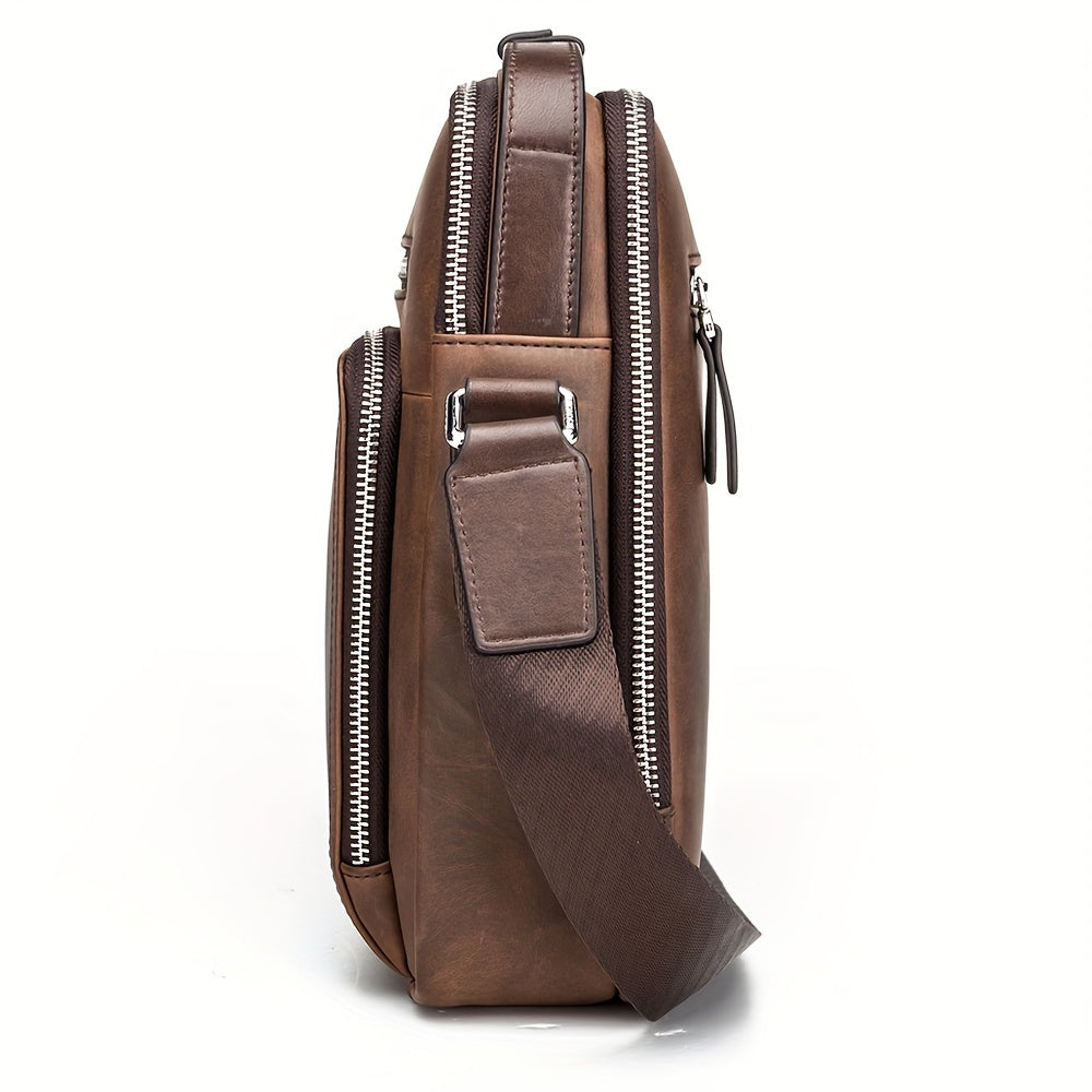 Bag Casual Genuine Cowhide Shoulder Vintage Bag DENIM Messenger Crossbody Men‘s MICHROE N2333-1ZF Designer Leather Handbags