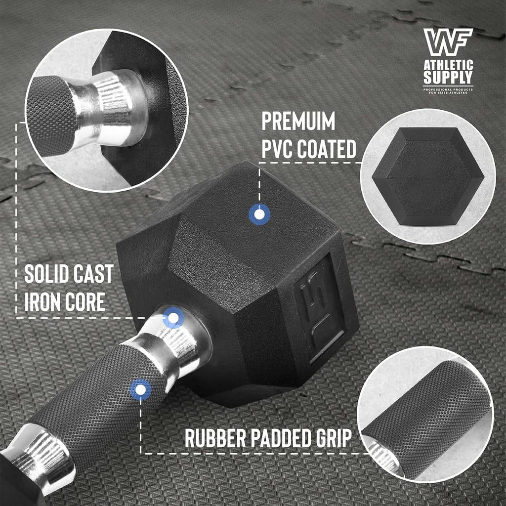 Rubber Toning, Full Workout & Dumbbells With Muscle Handle Hex Building Body Grip Strength For Rubber Encased Contoured