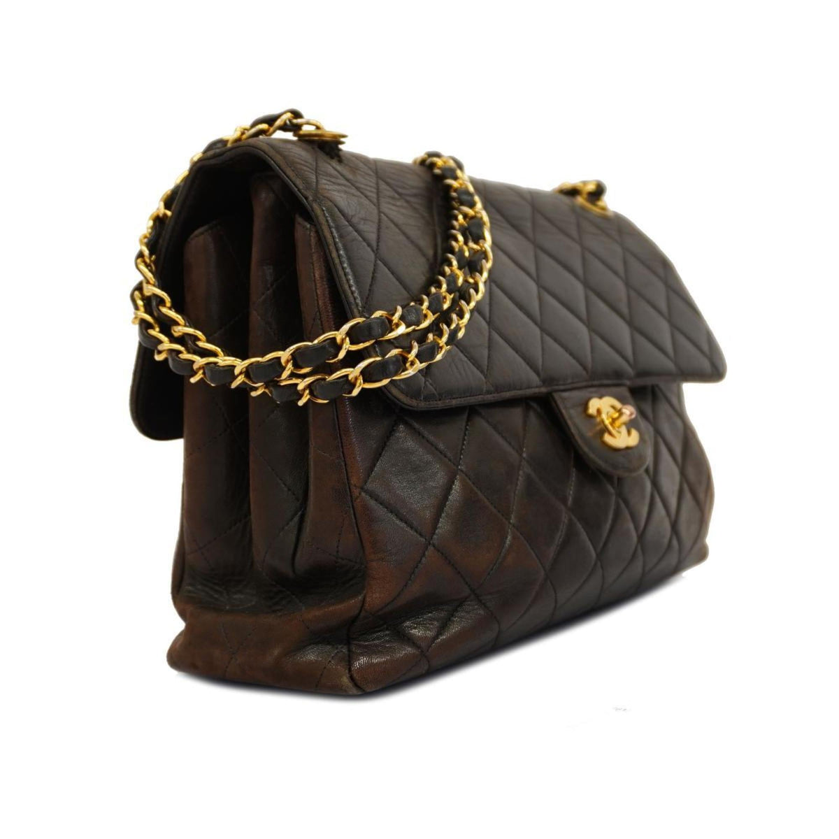 Face (Good) Women's Bag Pre-Owned Chain Matelasse Lambskin Black W Shoulder Double