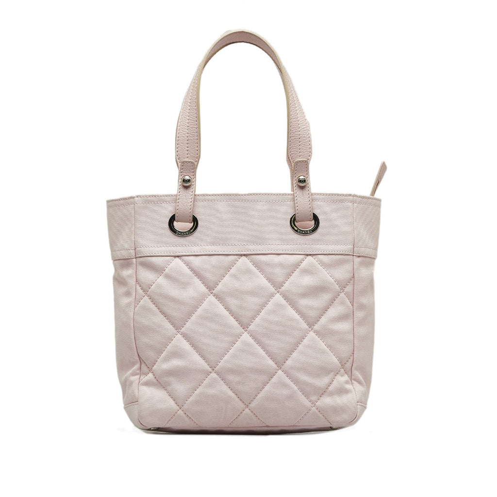 Authenticated Canvas Paris-Biarritz Pink Unisex (Good) Fabric Tote Tote Pre-Owned Small Bag
