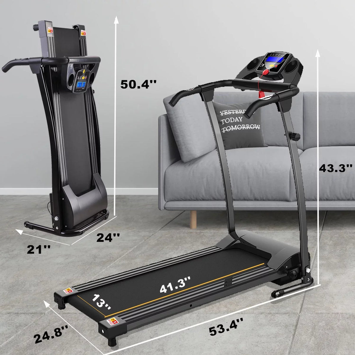 Safety Walking Exercise and Foldable Jogging Treadmill display,Pulse Home for Electric Running Office Key Sensor,Cup w/LCD Fitness Holder