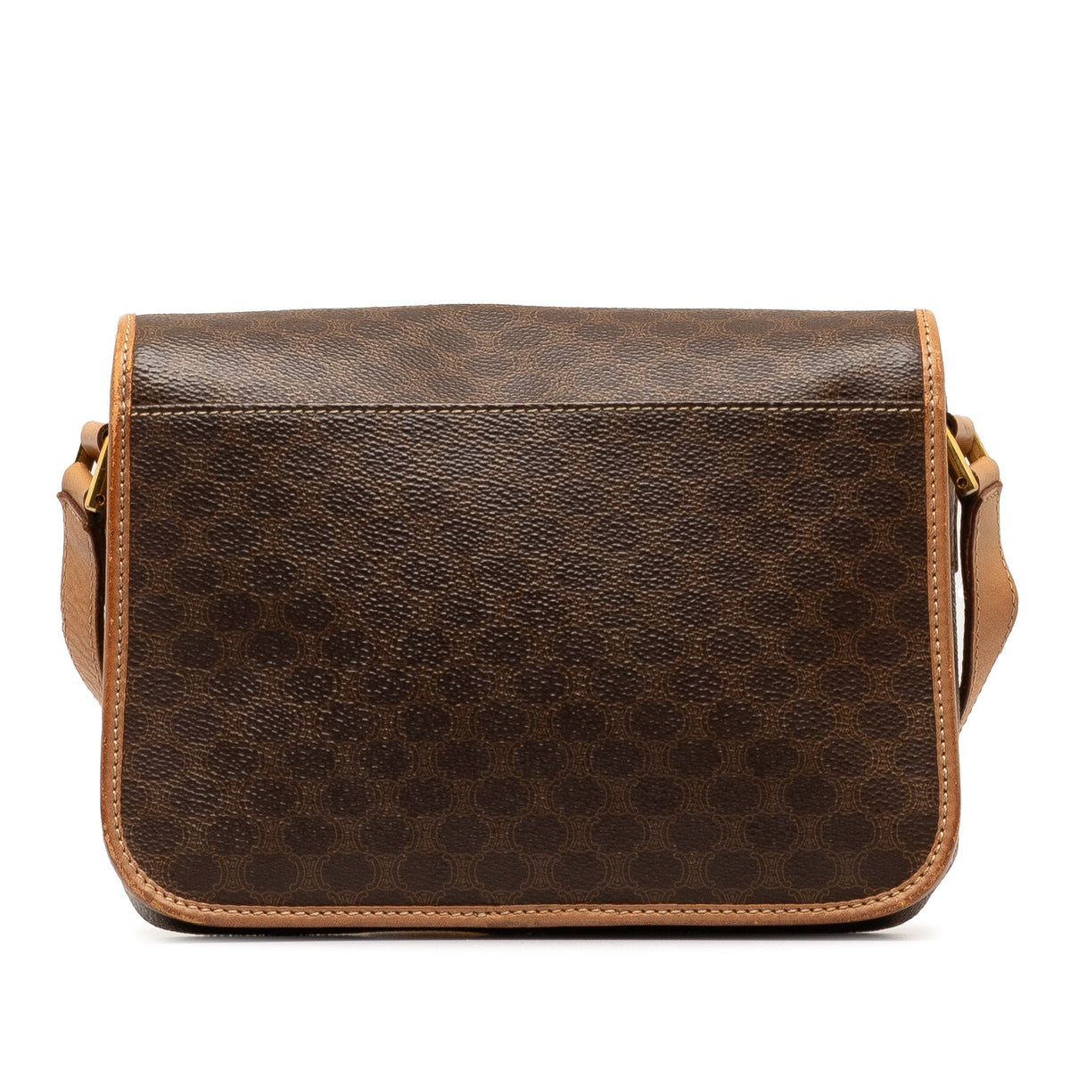 Crossbody Unisex Fabric Bag Authenticated (Good) Pre-Owned Brown Coated Macadam Canvas Celine