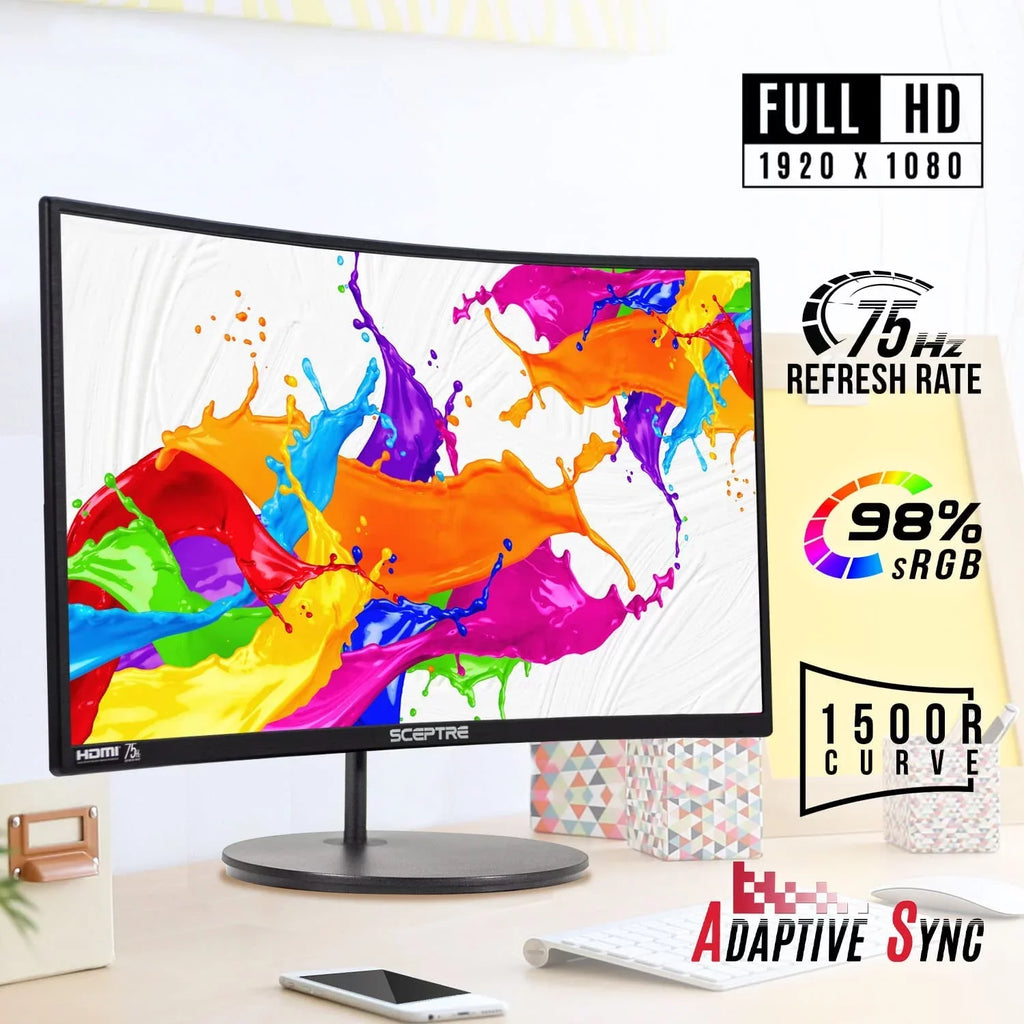 24" Gaming 75Hz HDMIx2 Sceptre Monitor Curved
