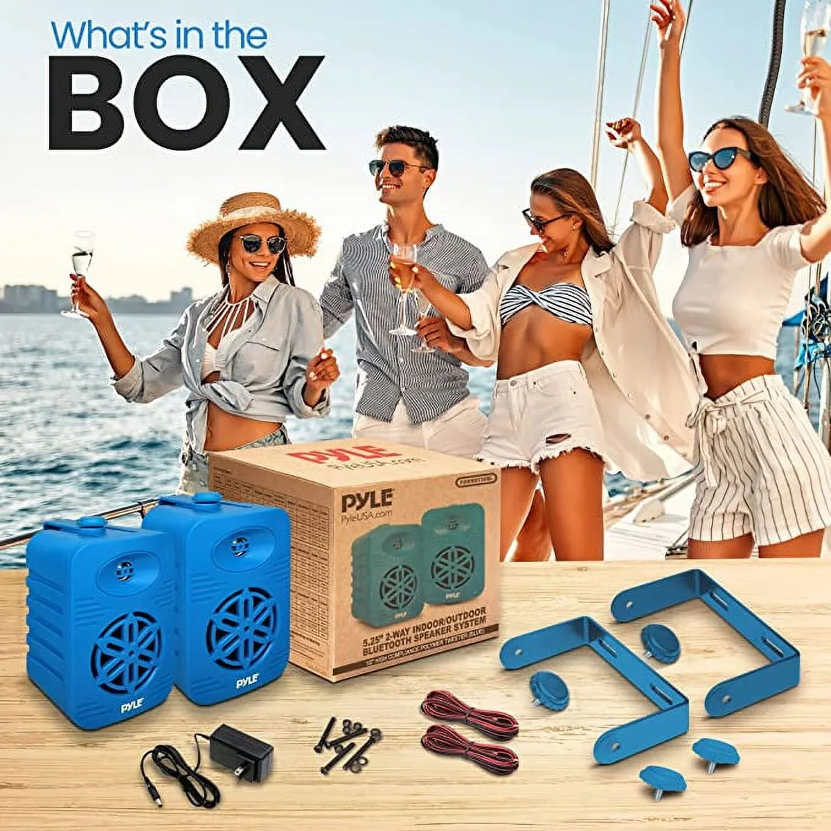 Indoor 1/2” Watt Speakers Dual Bluetooth Polymer Compliance Full Waterproof High PyleUsa Marine,Deck,Patio,Poolside Range 5.25” Pair-500 Tweeter-Home, System 2-Way exterior Boat, Speaker w/ PDWRBT56BL