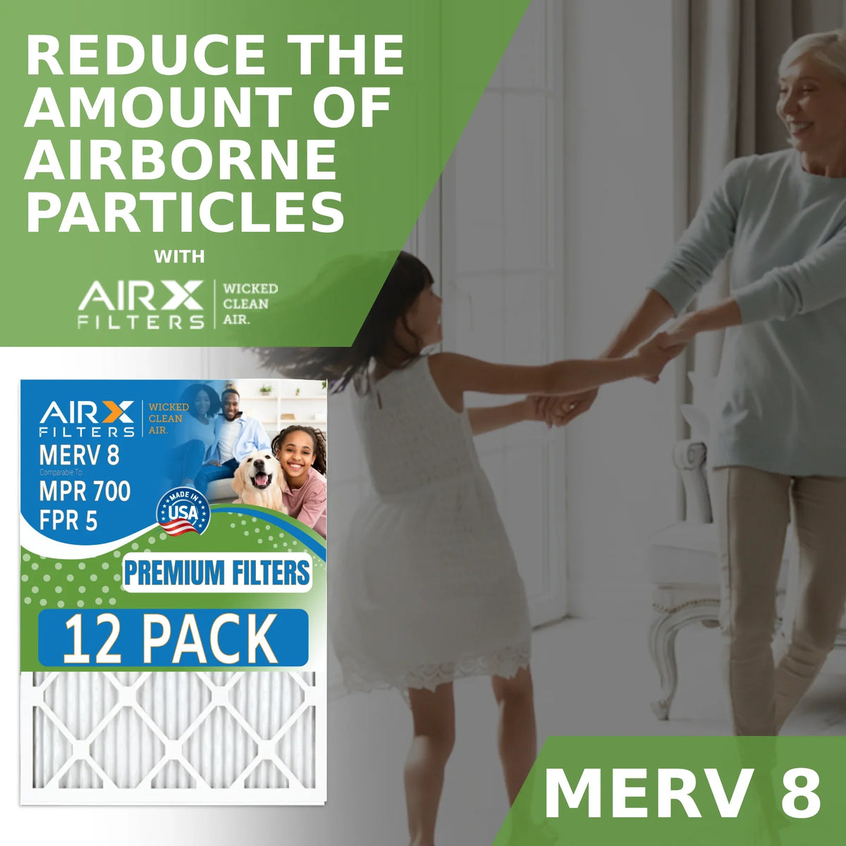 MERV 12 FPR & CLEAN Comparable Rating, Pack 700 WICKED MPR Filter 15x20x1 in 5 Filters of AIRX 8 FILTERS - Air AIR. Made USA by to Furnace
