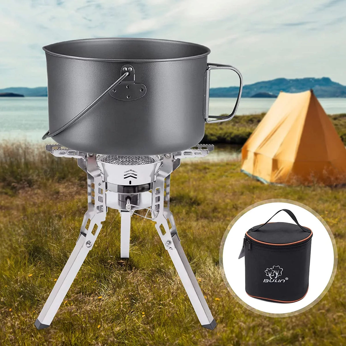 for Hiking Piezo Stove Ignition exterior Small with Camping Barbecue Portable Travel Backpack Burner Stoves Cooking Miumaeov Camping