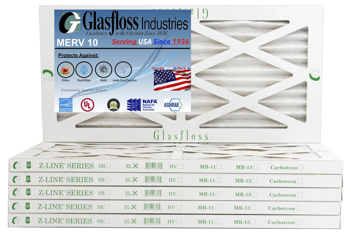(Actual - Filter Air 10 - Furnace 25.5x7/8 inch) dimension: -Qty:6 MERV in 11.5 Made x 12x26x1 Glasfloss USA -