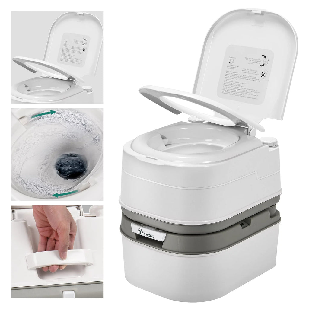 Portable Indicator, Gallon RV Toilet, exterior Camping 6.34 Rotating Porta DWVO Potty with Level RV , Spout Toilet