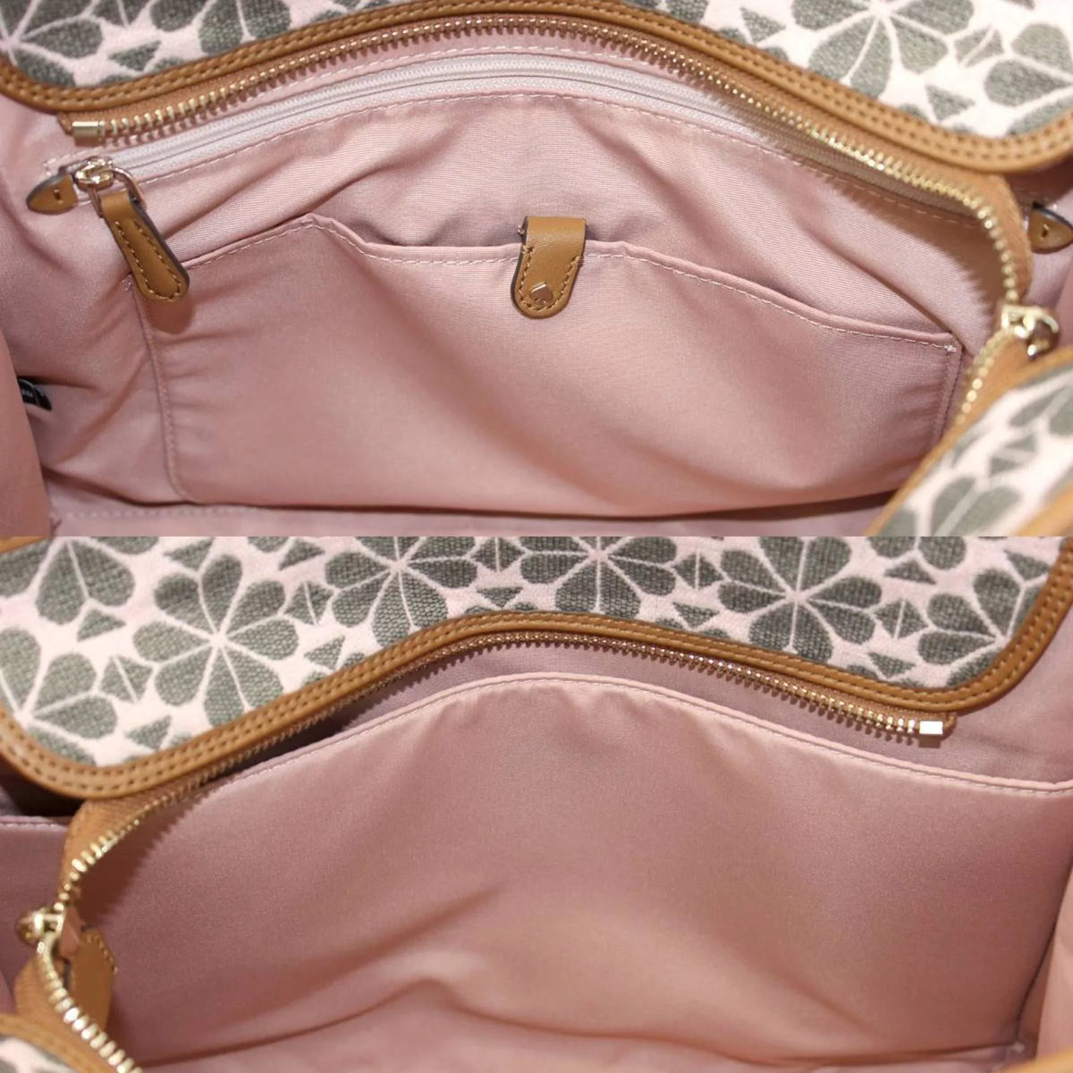 bag spade women's tote shoulder Pre-Owned collection flower leather KS pink brown jacquard (Good) x Kate Spade