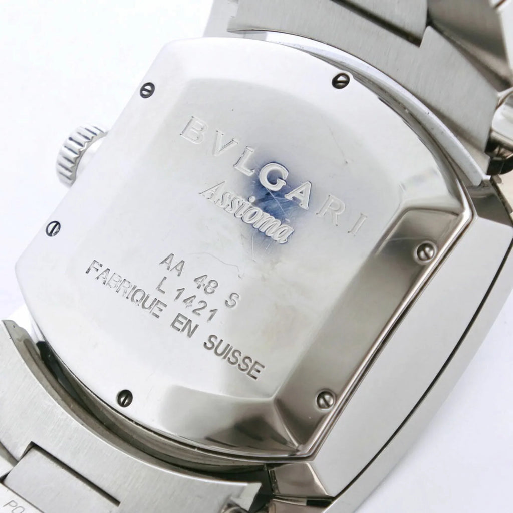 Men's AA48S Silver Stainless Bvlgari Automatic (Good) Dial Steel Ashoma Watch Pre-Owned Navy