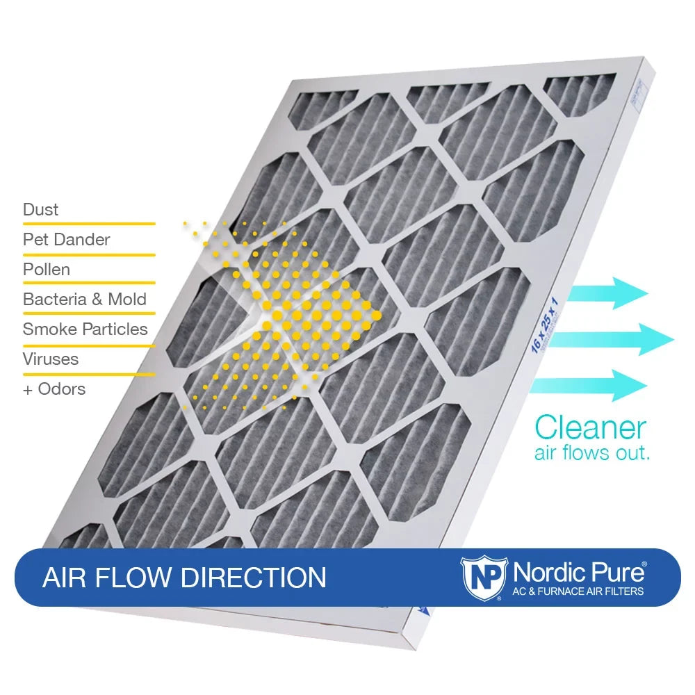 Pure MERV Pleated Pleated 16x16x1 12 Filters Plus Pack Carbon 12 Nordic Air