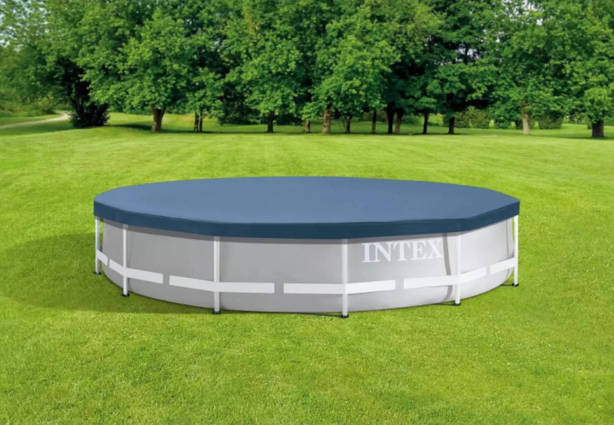 Frame Above Cover, Round Intex Swimming Pool Debris Metal 12-Foot Blue Ground