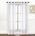 Regal Curtain Pack: Gray Home 2 Embroidered Grommet Sheer Panels - Semi Collections Quatrefoil