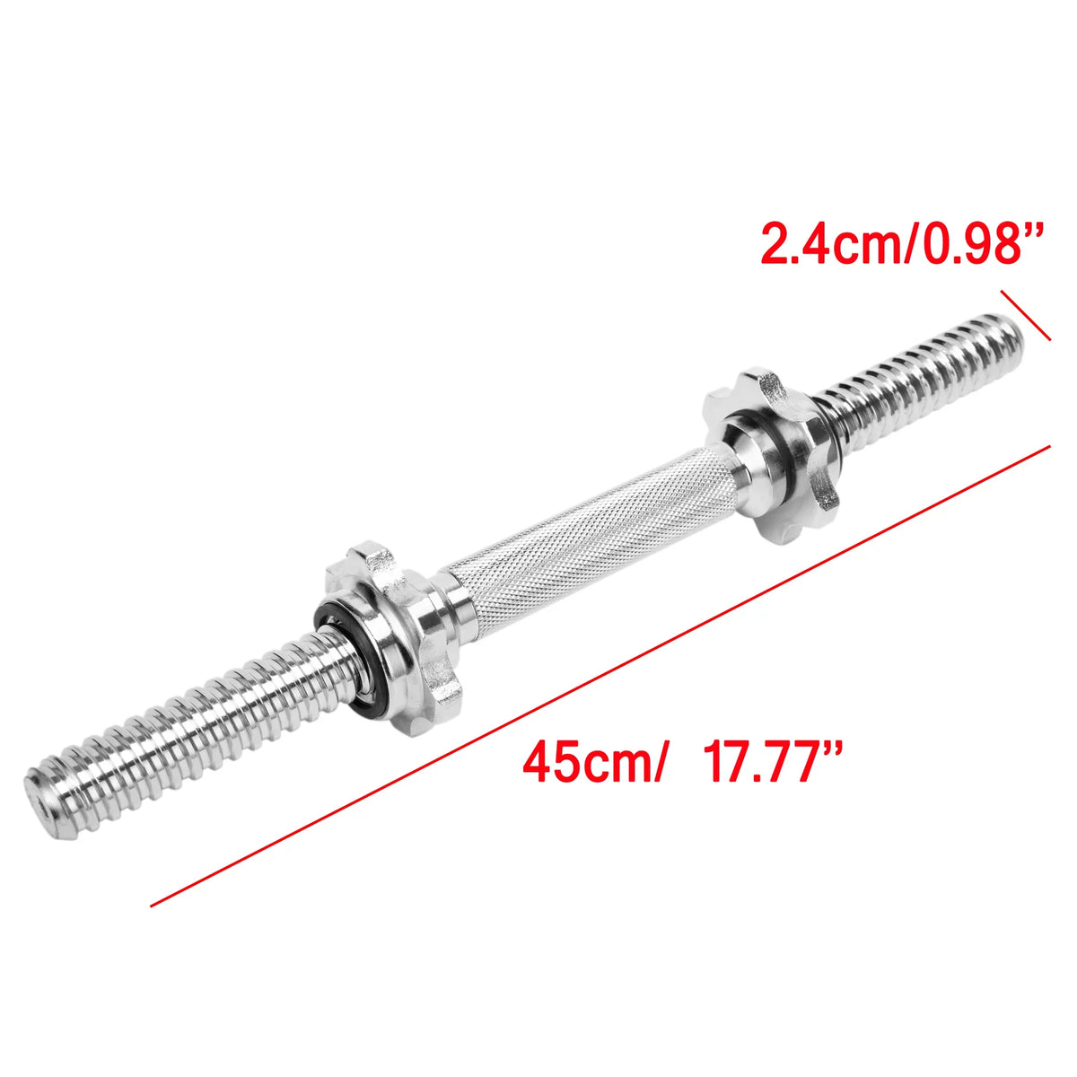 Adjustable Weightlifting - 1 Handles/ Threaded Bar inch 45cm Hex - Weight Dumbbell Fit SAYFUT Plate Dumbbell nut Accessories, 17.77''/ Standard Handles