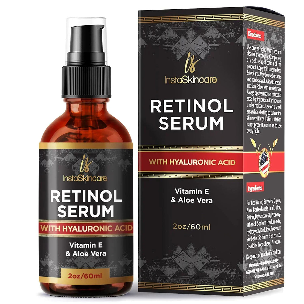 Serum fl Face Vitamin Anti Vera Aloe Acid A E Retinol Aging For Hyaluronic oz 2 +