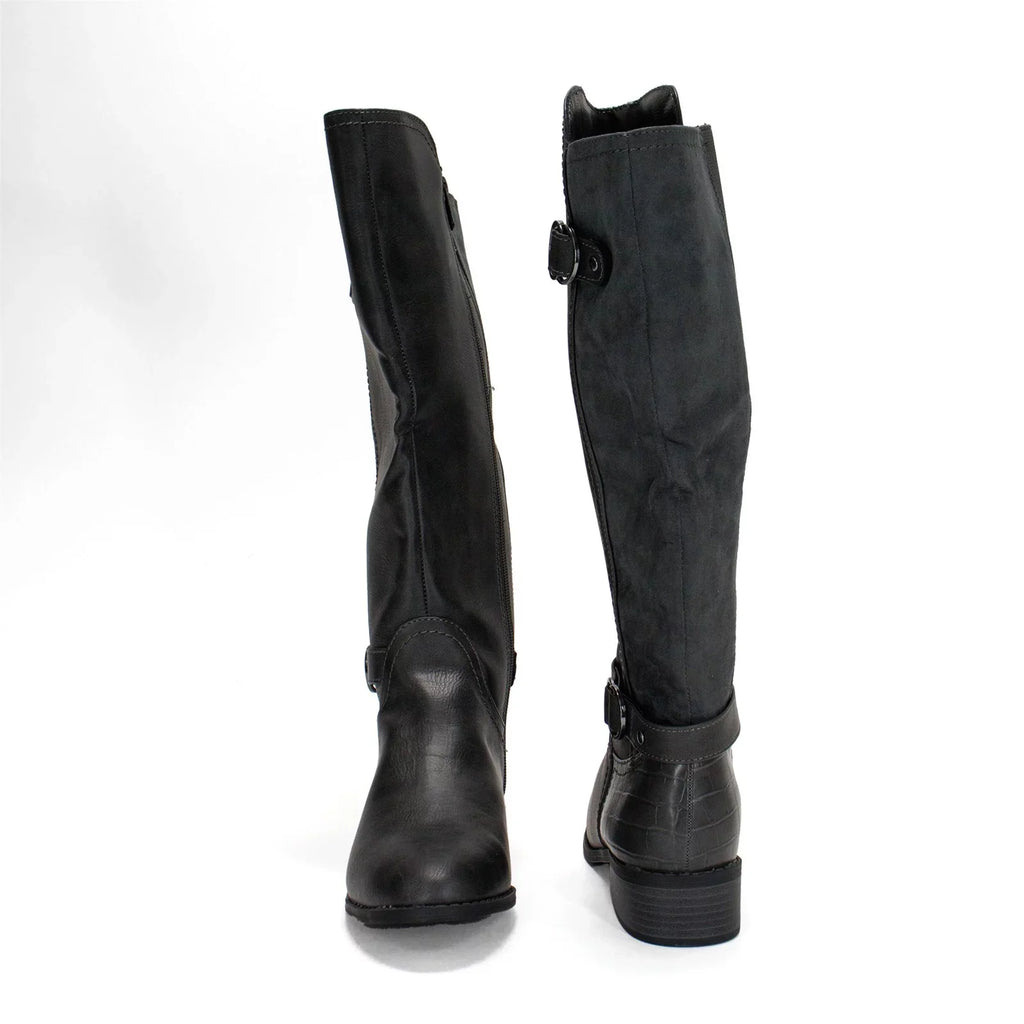 Women's Grey,8 US Scott M Extra Leandraa Calf Karen Riding Boot, Wide