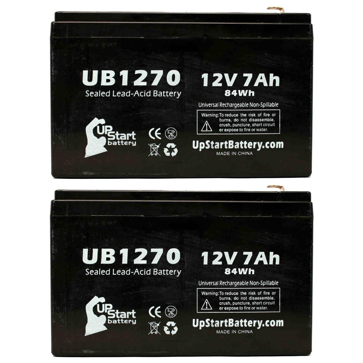 Sealed Terminal, Replacement Adapters Terminal 4 Battery Universal UB1270 - Acid F2 AGM, SLA) Pack 7000mAh, - F1 to Upsonic Battery Compatible 2x 7Ah, Includes Lead (12V, - F1 PCM200VR