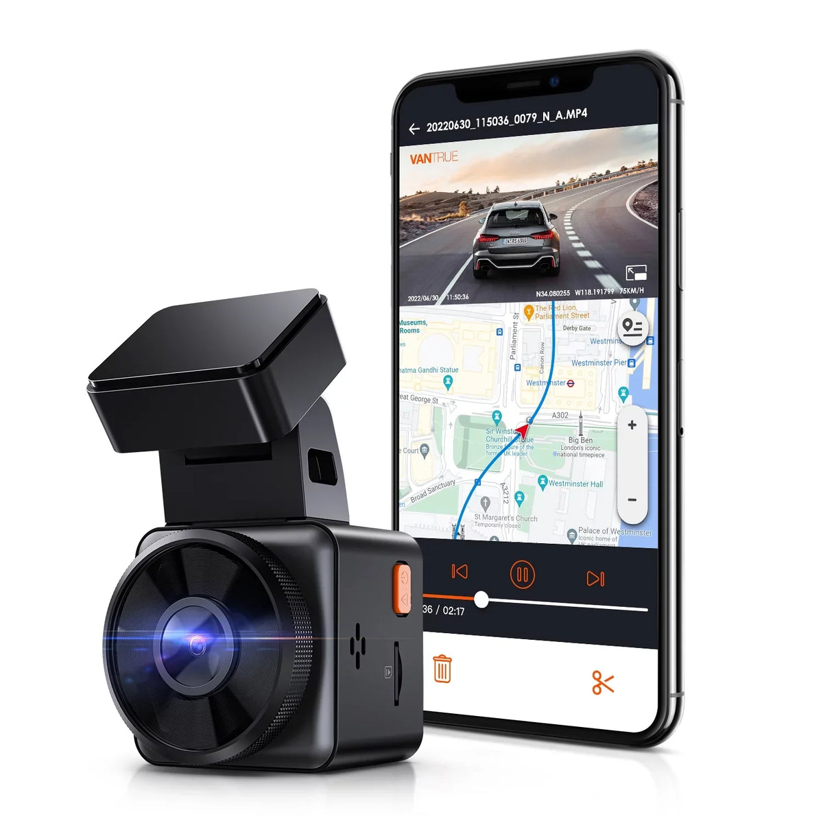 Control System, Compact 512GB with Car Dash Support WiFi Voice W camera G-Sensor, Max 24/7 GPS Lite) Cam 160° (E1 Vantrue Mode, Mini X Angle, 1080P, Dual Parking 1920 Wide