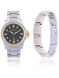 (FG180015ST) with Elgin Gold Stones Alloy Male and Watch Silver Case and and Adult in Bracelet Set