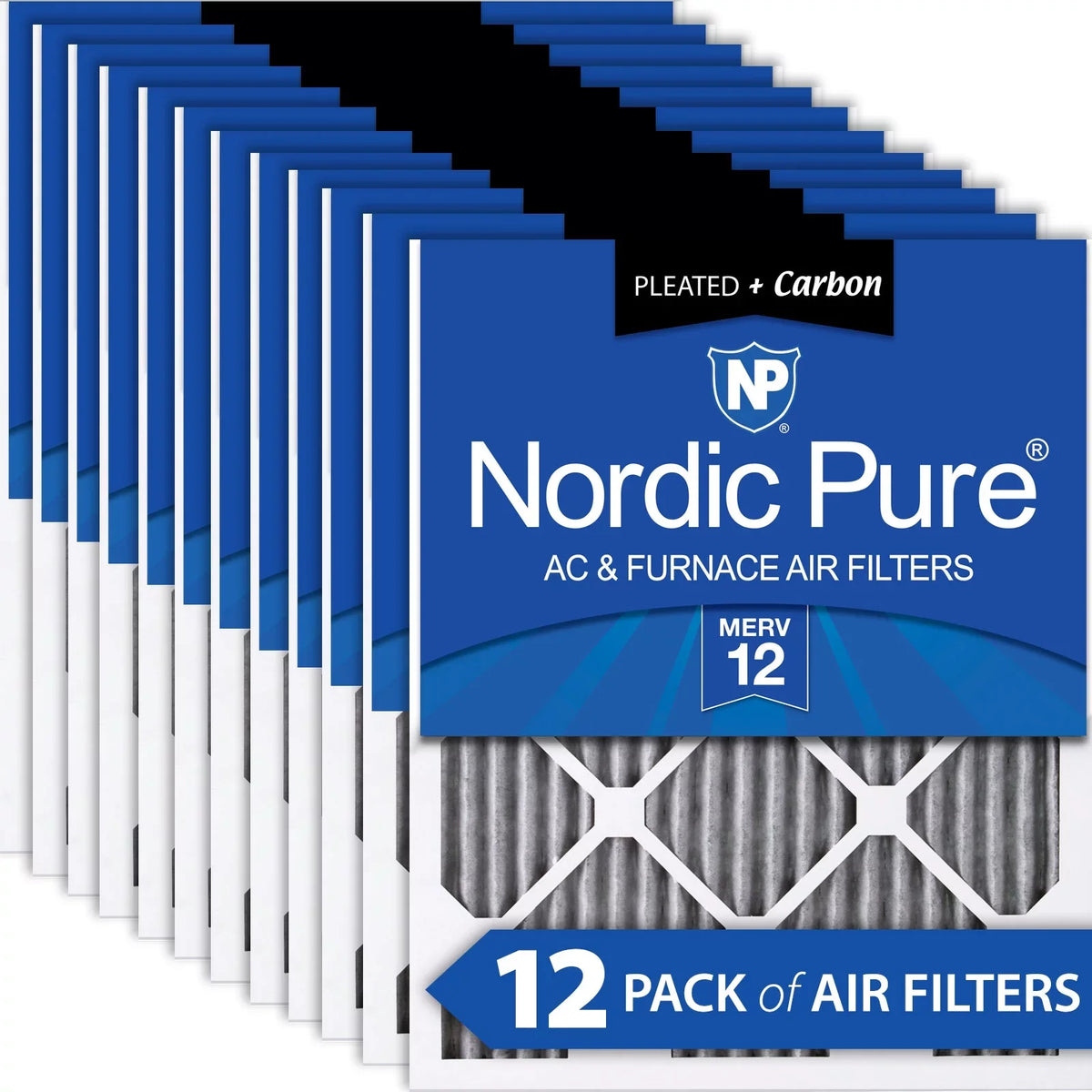 Pure MERV Pleated Pleated 16x16x1 12 Filters Plus Pack Carbon 12 Nordic Air