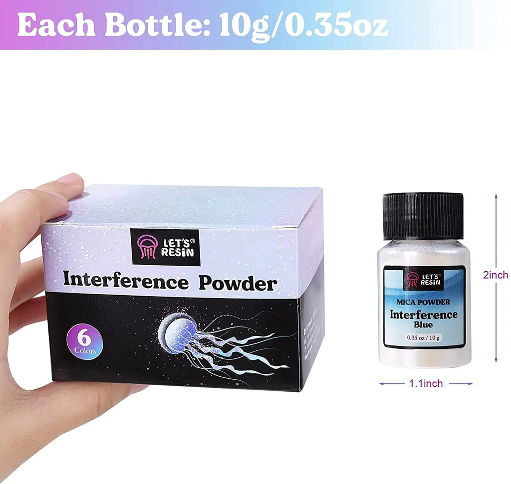 Paint, Powder 6 Pigment LET'S Mica Mica Interference Epoxy Pearl for Colors Art Powder, RESIN Resin, Spirit Resin for Slime, Resin, Powder