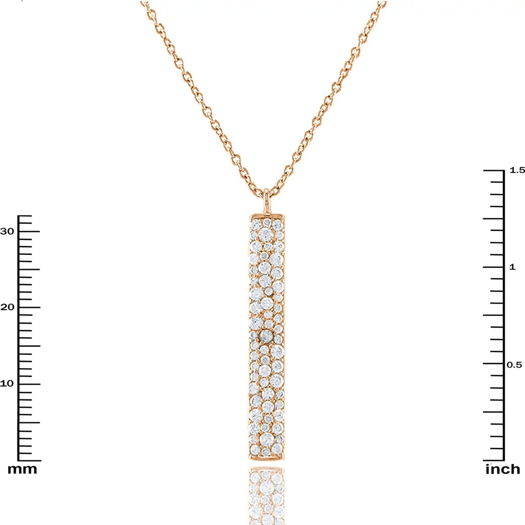 Pendant Necklace Cubic Zirconia for Bar Plated Box Blue Vertical Women, Gold Teens Inc Rose Accented Boutique