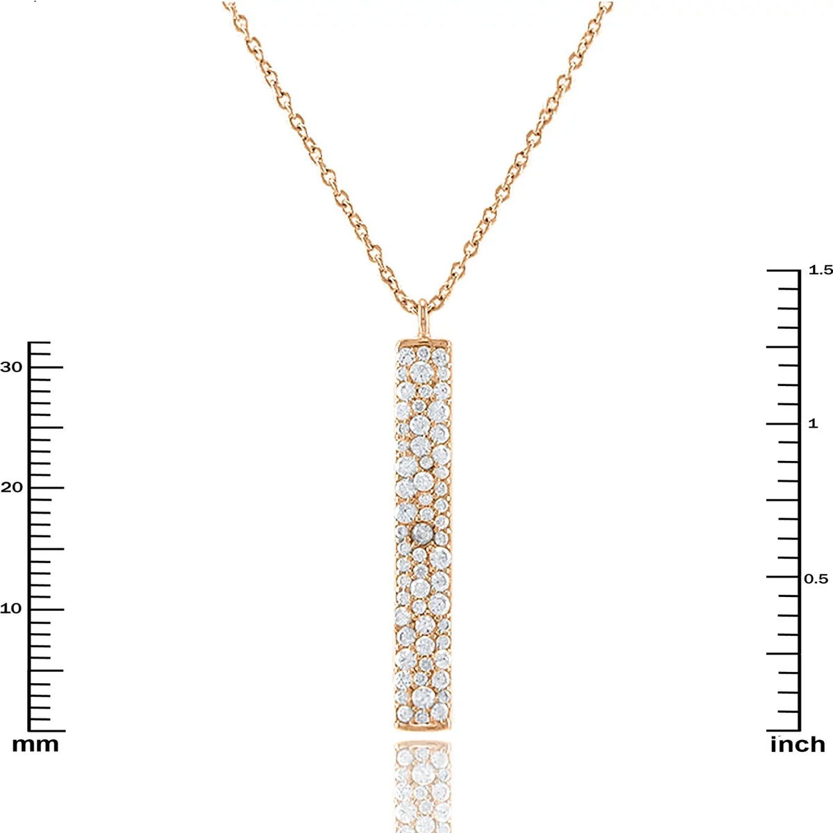 Pendant Necklace Cubic Zirconia for Bar Plated Box Blue Vertical Women, Gold Teens Inc Rose Accented Boutique