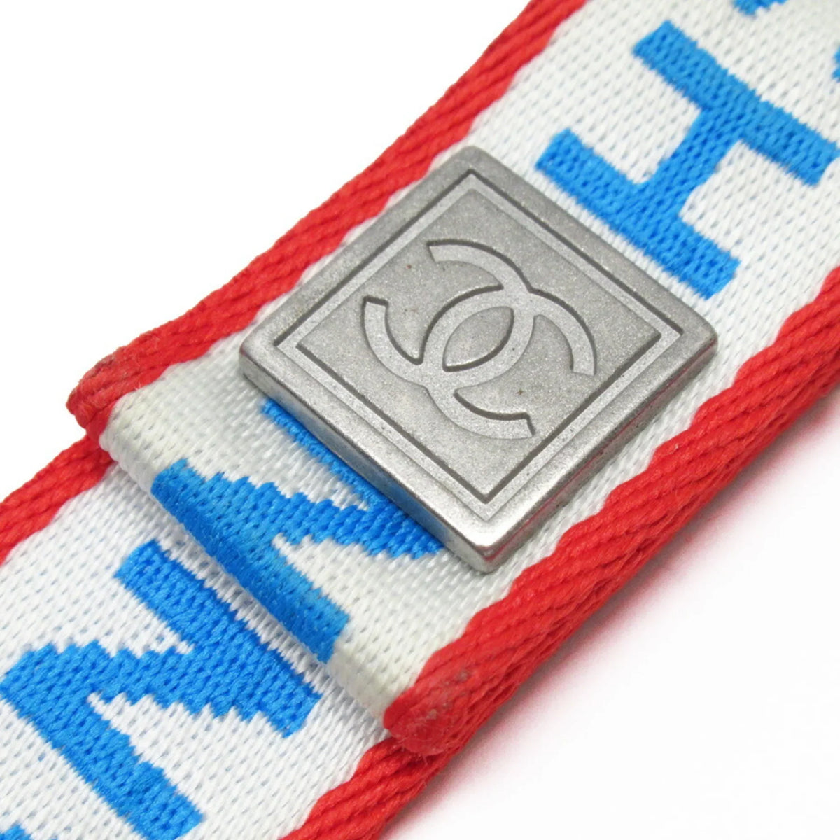 canvas silver (Good) strap x metal white Pre-Owned neck fabric red blue nylon