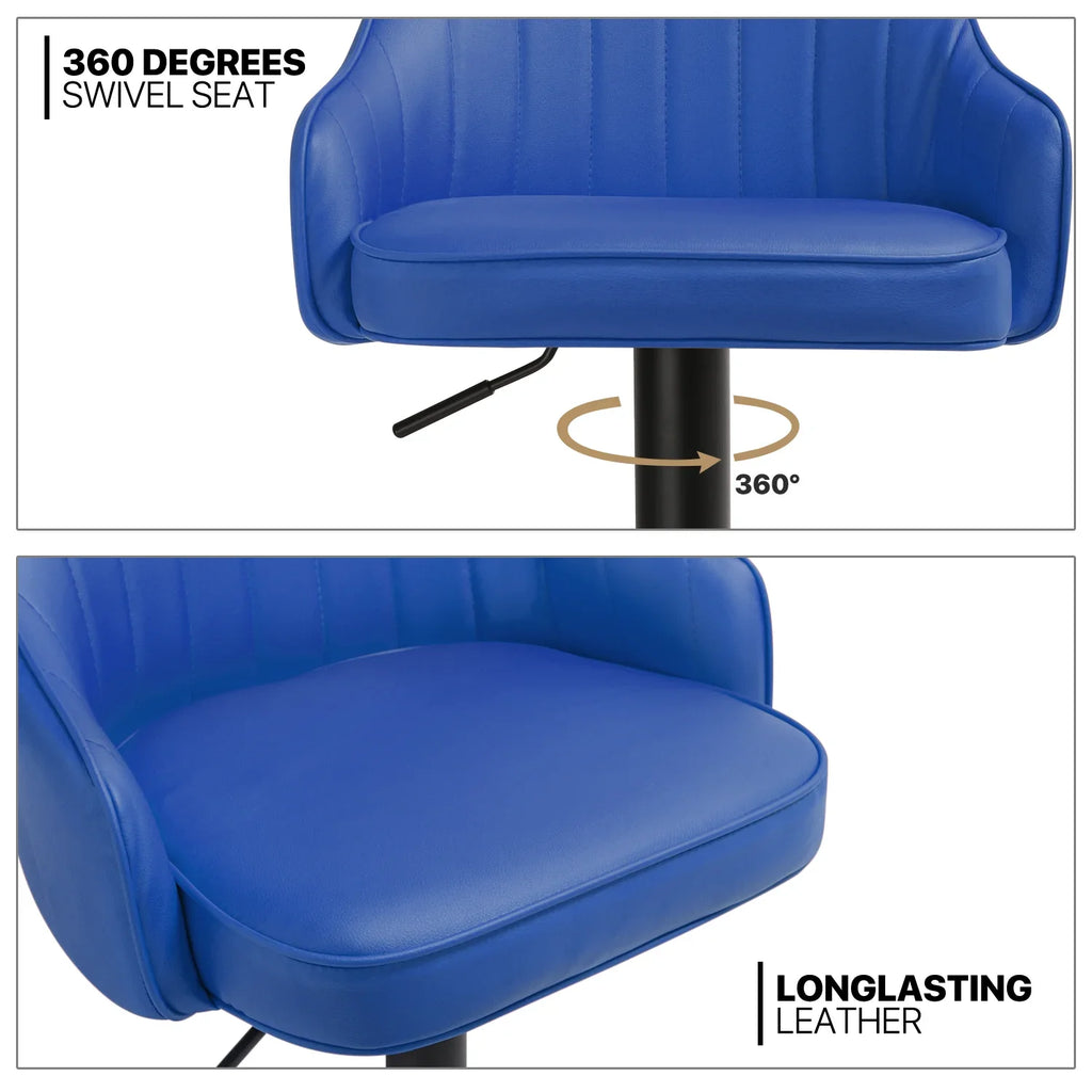 Table Blue/Black Set, Table Kitchen Cocktail Magshion Bar Leather 31.5" and and Pieces Bar Table for 3 Patio PU Stools Bistro, Bar Chair
