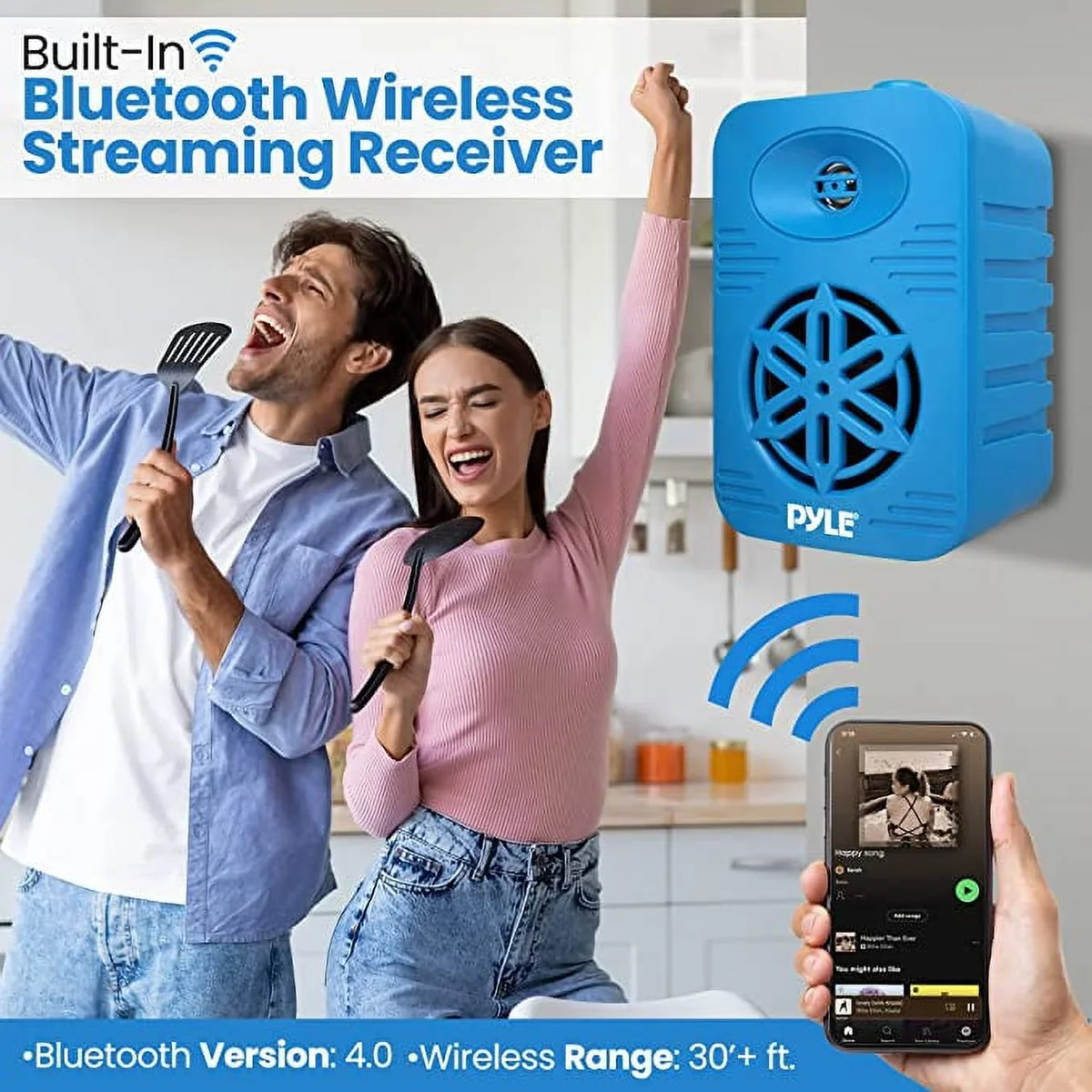 Indoor 1/2” Watt Speakers Dual Bluetooth Polymer Compliance Full Waterproof High PyleUsa Marine,Deck,Patio,Poolside Range 5.25” Pair-500 Tweeter-Home, System 2-Way exterior Boat, Speaker w/ PDWRBT56BL