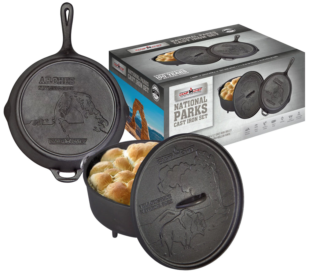 Nonstick and Cast Dutch CBOX100, Set, Chef Oven Camp 12" Skillet Iron