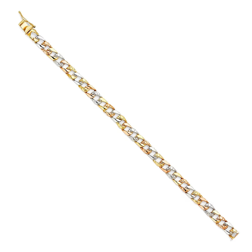 Stamp for Men’s Gift | Women 14k Men| Gold Jewelry Nugget | 7" Weight Chain Bracelet Bracelets Elegant - Color for and Gold 6.3 Cuban Link Tri 3C
