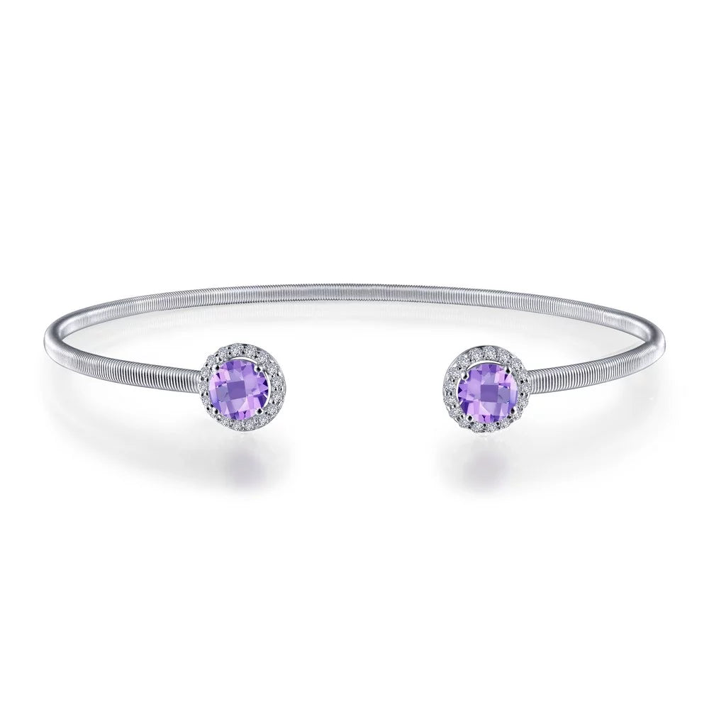 cts.) Birthstone Lassire Platinum (Appx 1.26 CTTW: Bracelet Lafonn Plated Silver Sterling FEBRUARY